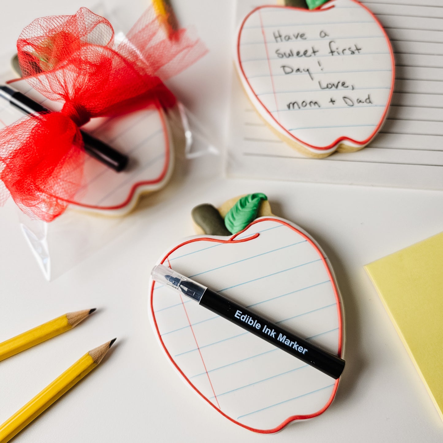 Apple Sugar Cookies with an edible marker