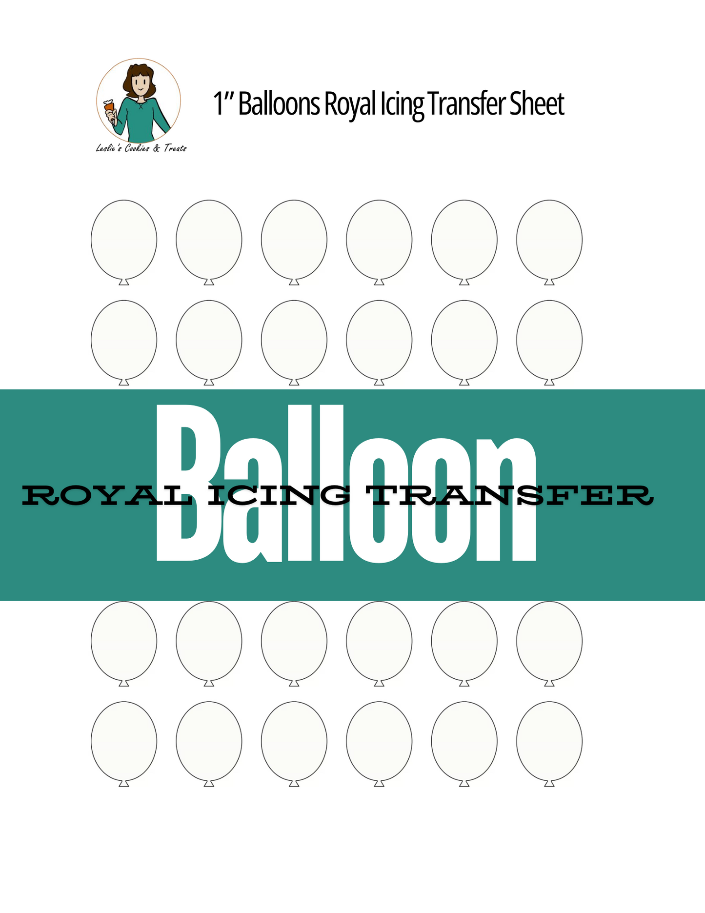 Royal Icing Transfer Sheet - Balloons - Royal Icing Transfer Sheet