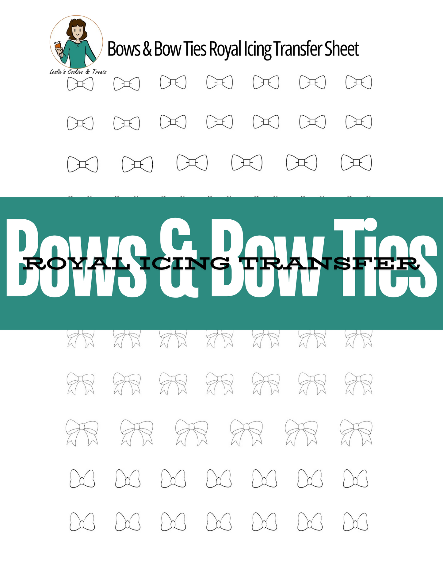 Bows and bow ties royal icing transfer sheet