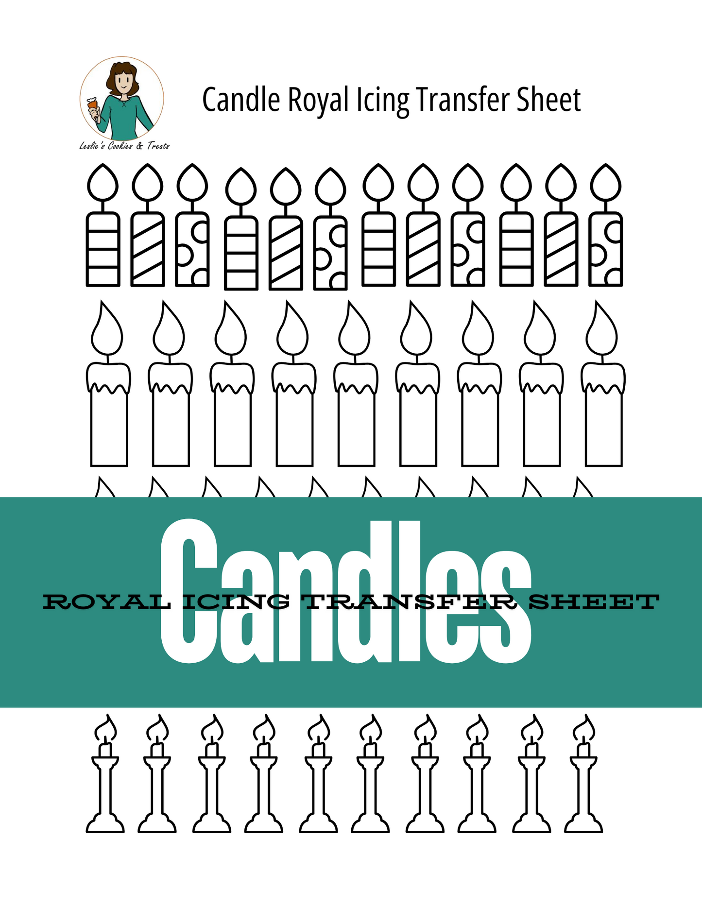 Royal Icing Transfer Sheet - Candles - Royal Icing Transfer Sheet