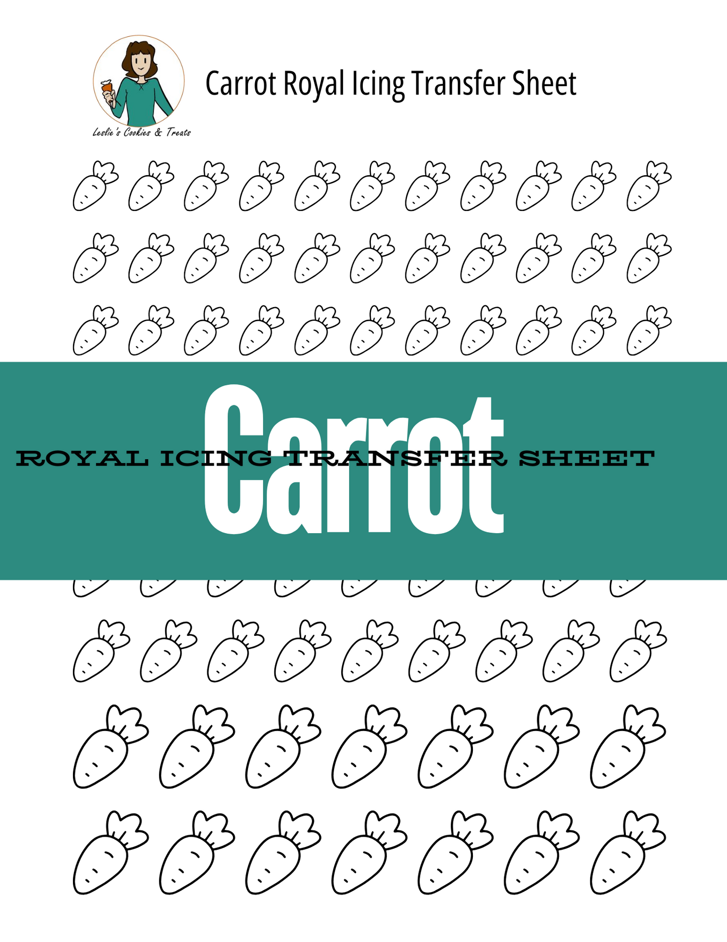 carrot royal icing transfer sheet