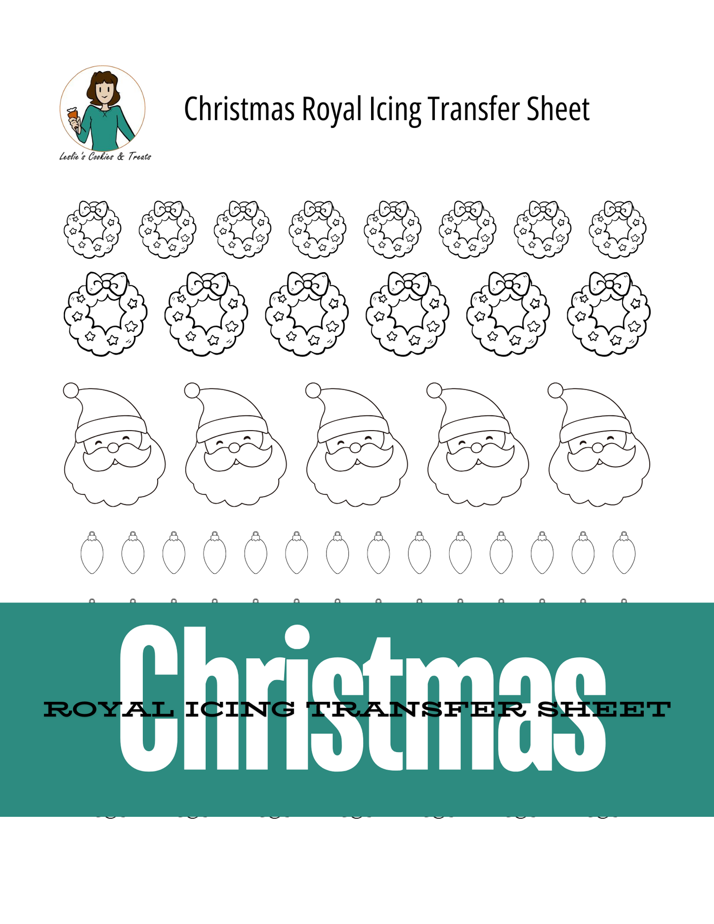 Christmas royal icing transfer sheet