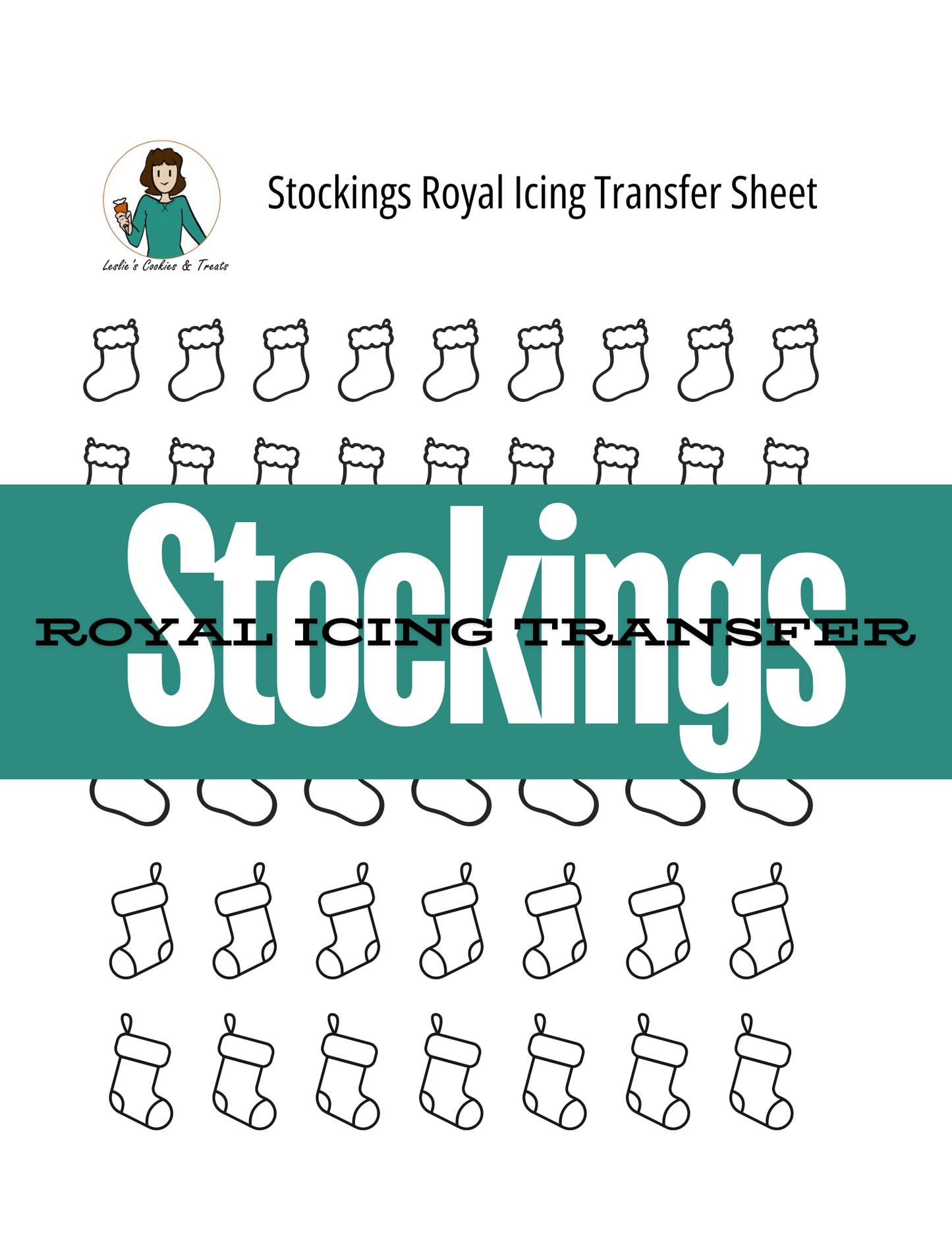 Stocking royal icing transfer sheet