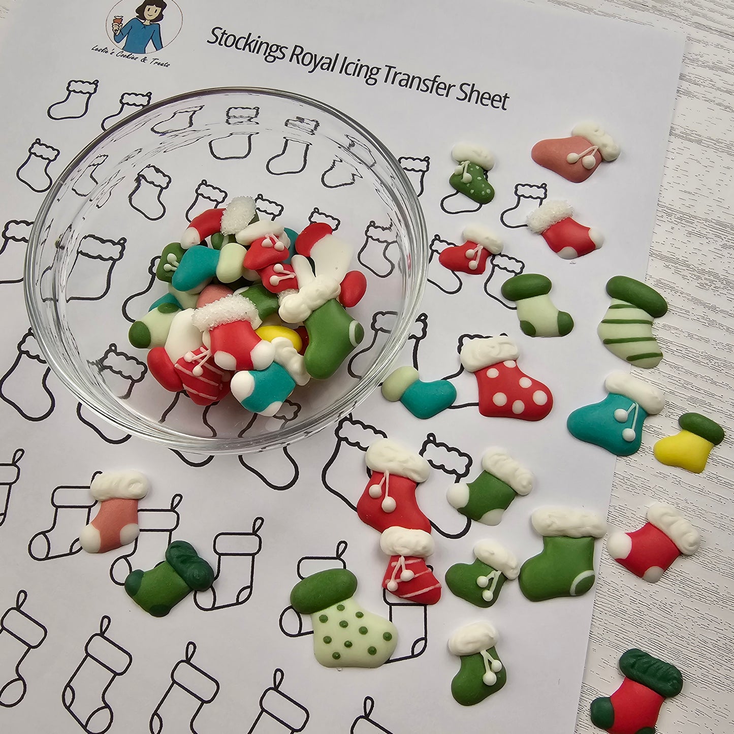 Stocking royal icing transfers