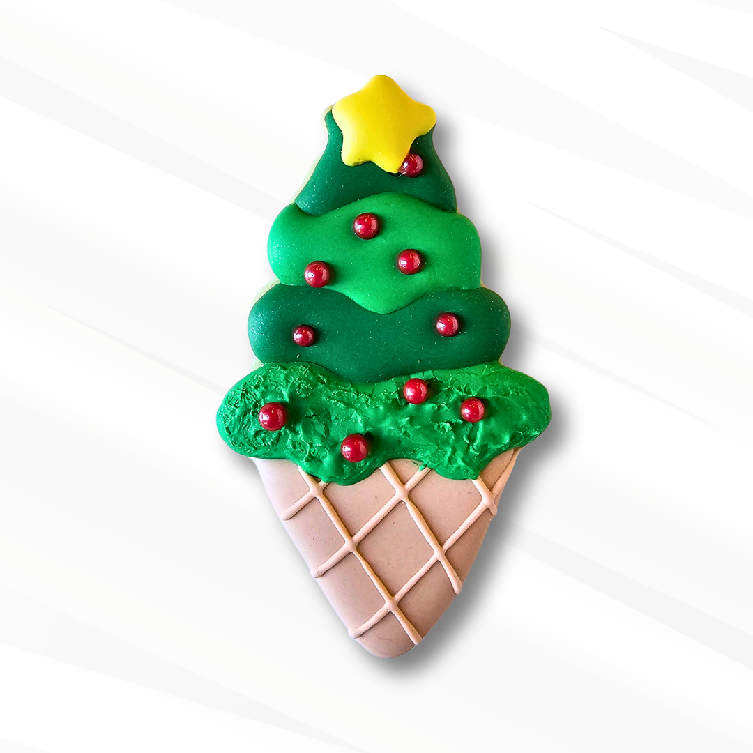 Christmas Tree Ice Cream Cone Sugar Cookie