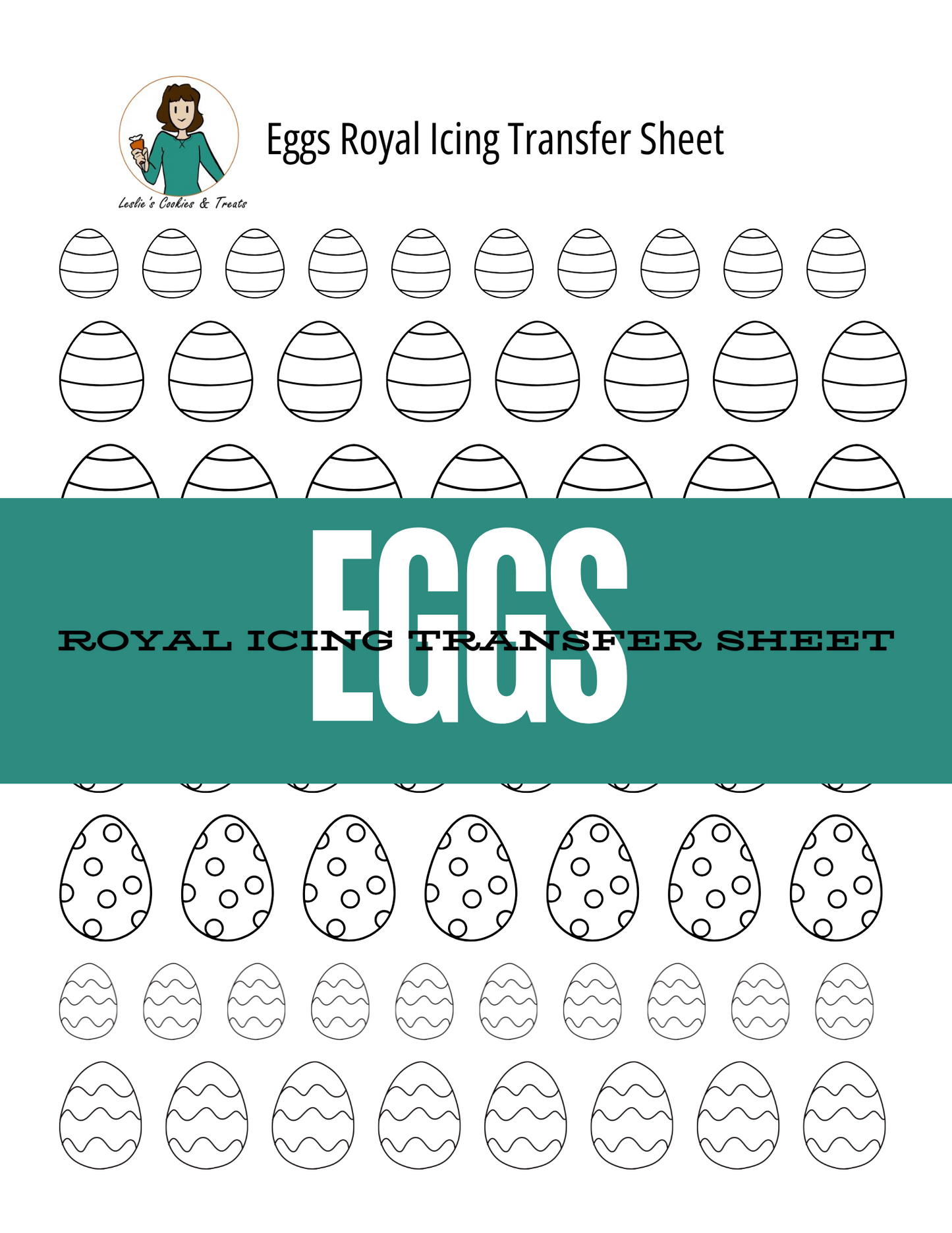 Eggs royal icing transfer sheet