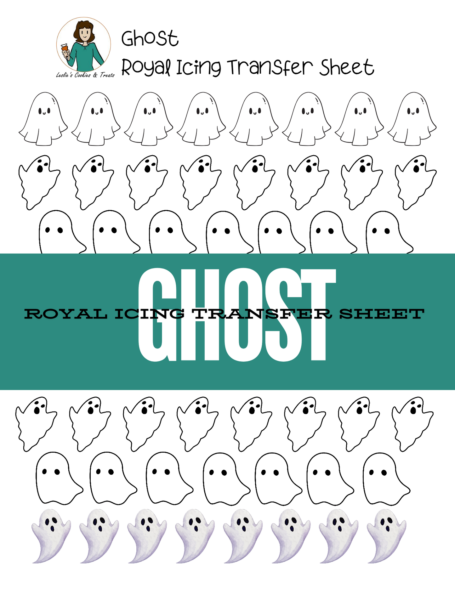 Ghost Royal Icing Transfer sheet