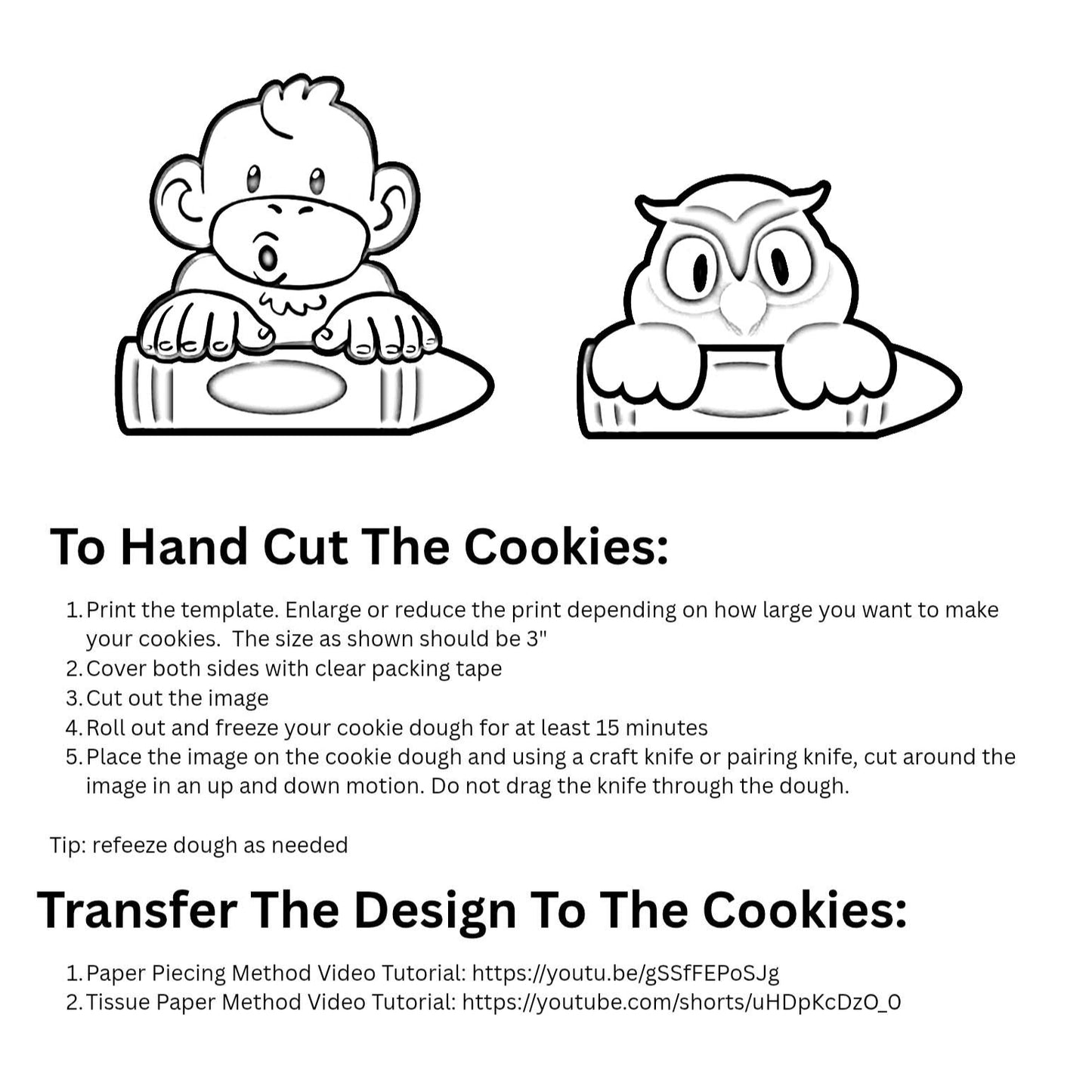 Krayon Kidz Cookie Decorating Hand Cutting and Design Transfer Template