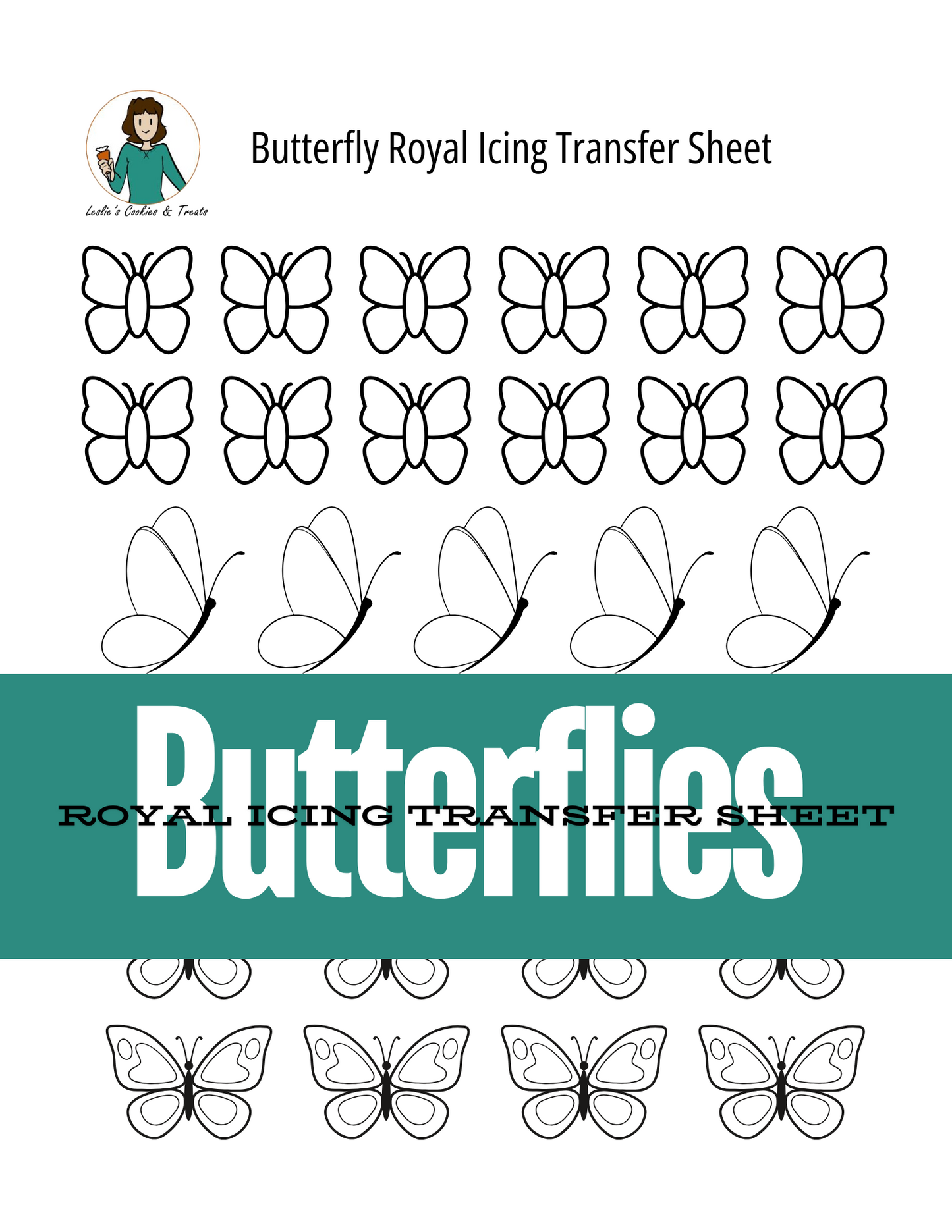 Royal Icing Transfer Sheet - Butterflies - Royal Icing Transfer Sheet