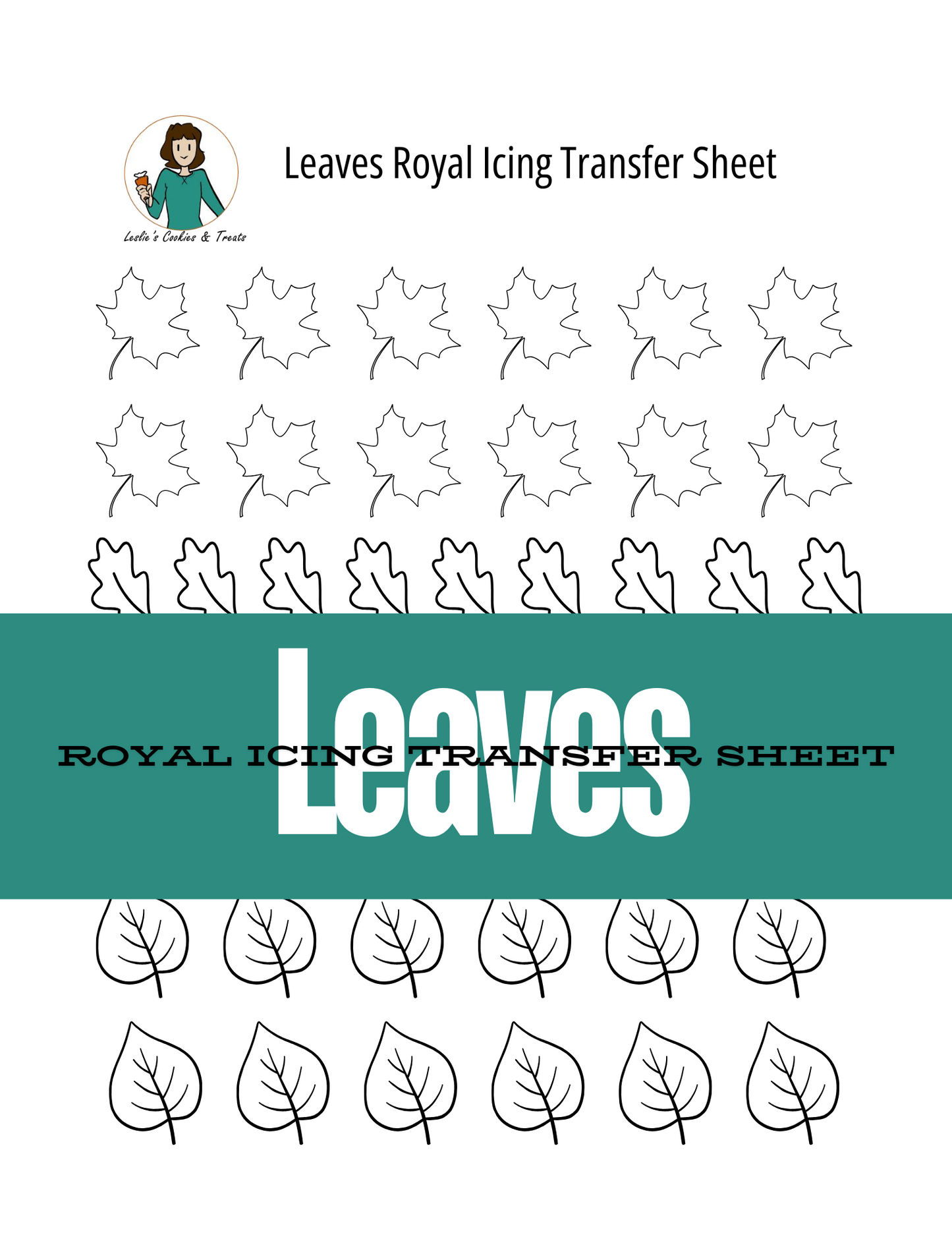 royal icing transfer sheet - leaves
