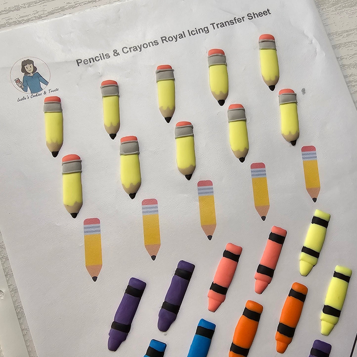 Royal Icing Transfer Sheet - Pencils and Crayons - Royal Icing Transfer Sheet