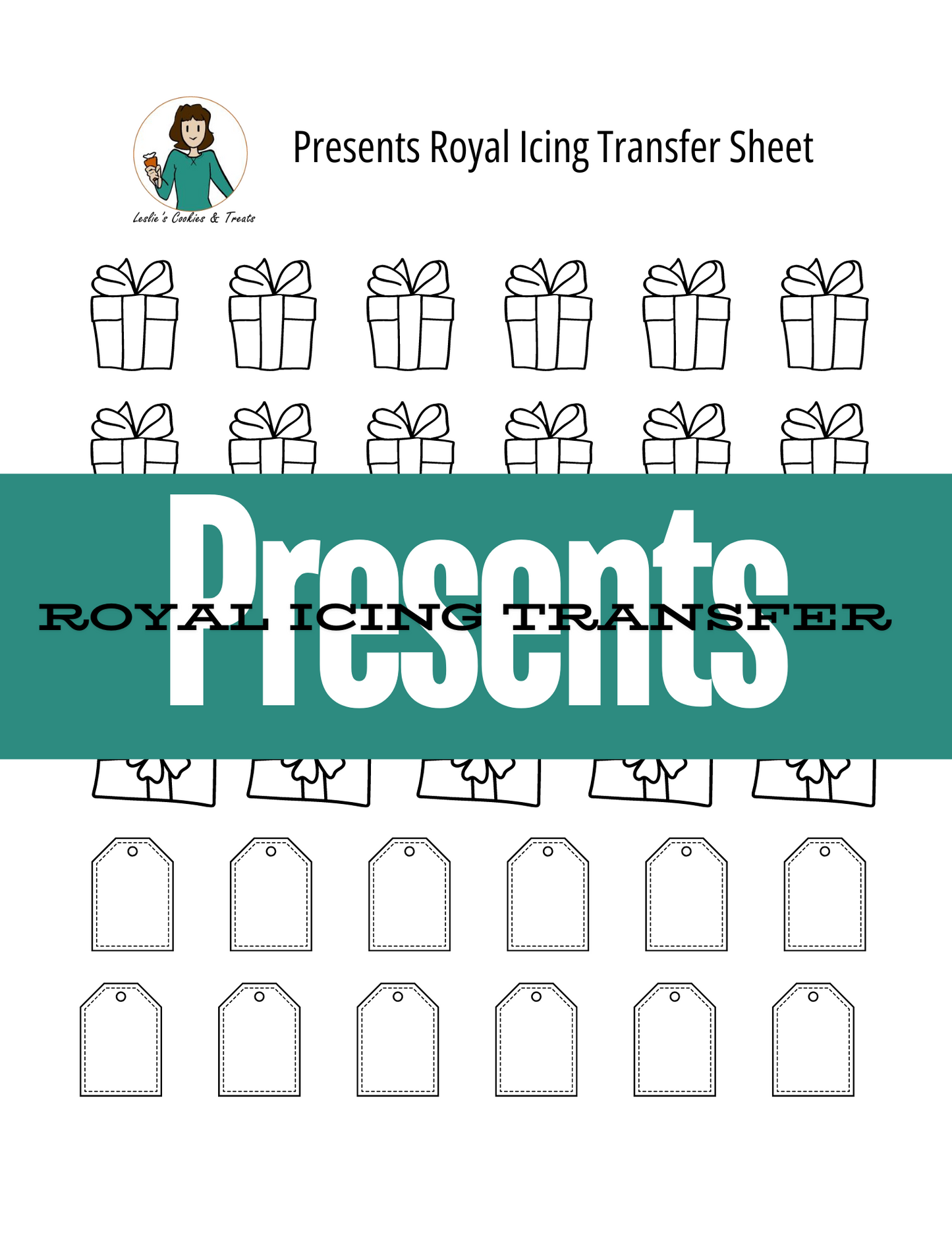 Present royal icing transfer sheet