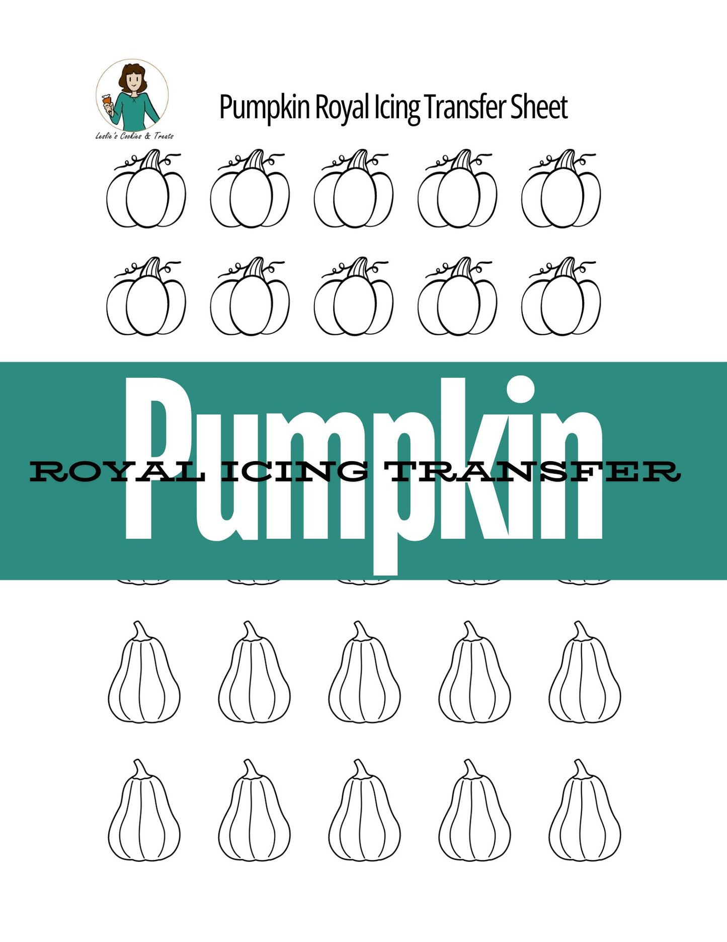 Royal Icing Transfer Sheet - Pumpkins - Royal Icing Transfer Sheet
