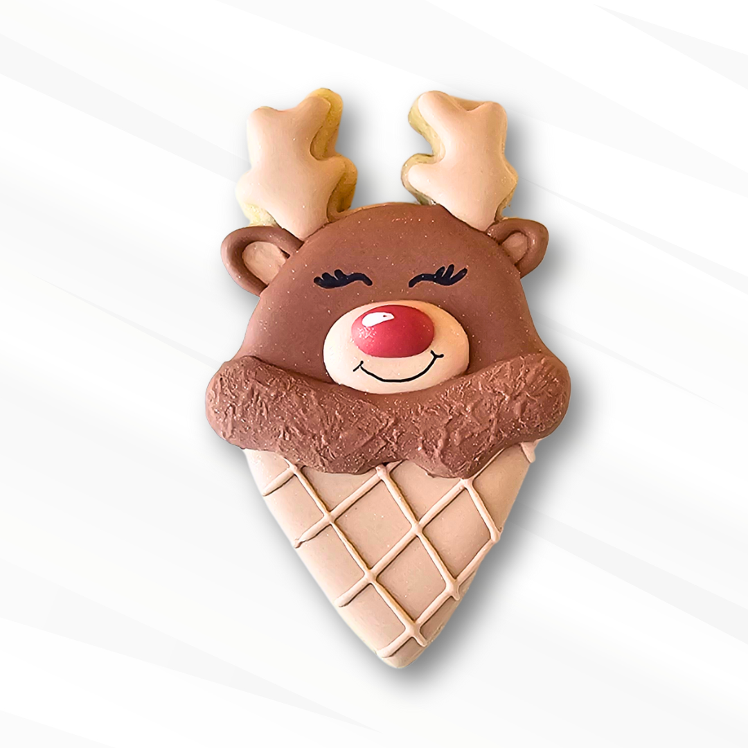 Reindeer Ice Cream Cone Sugar Cookie