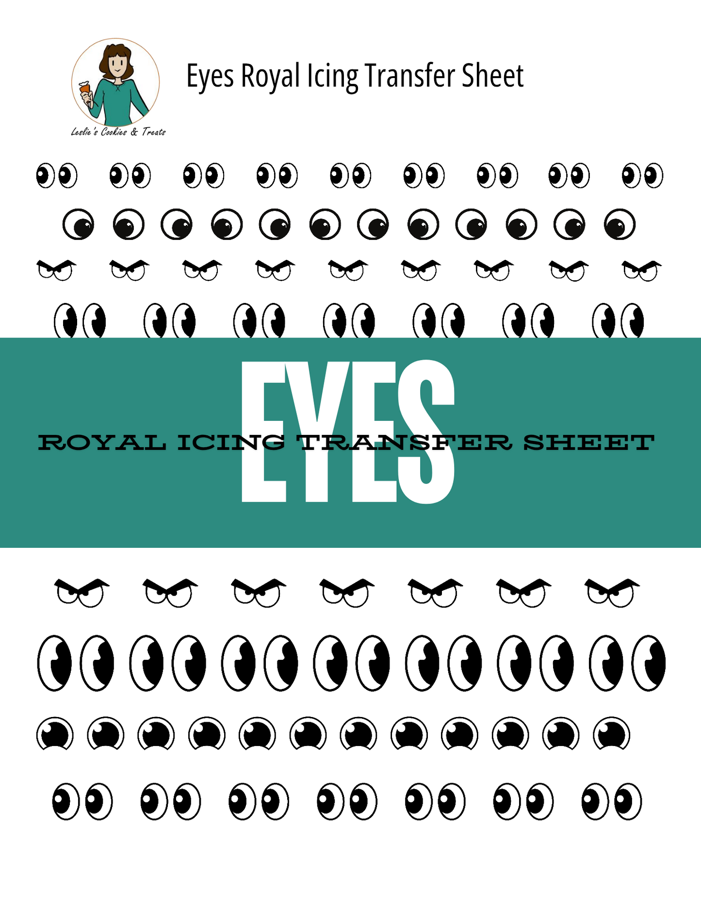 Eyes royal icing transfer sheet