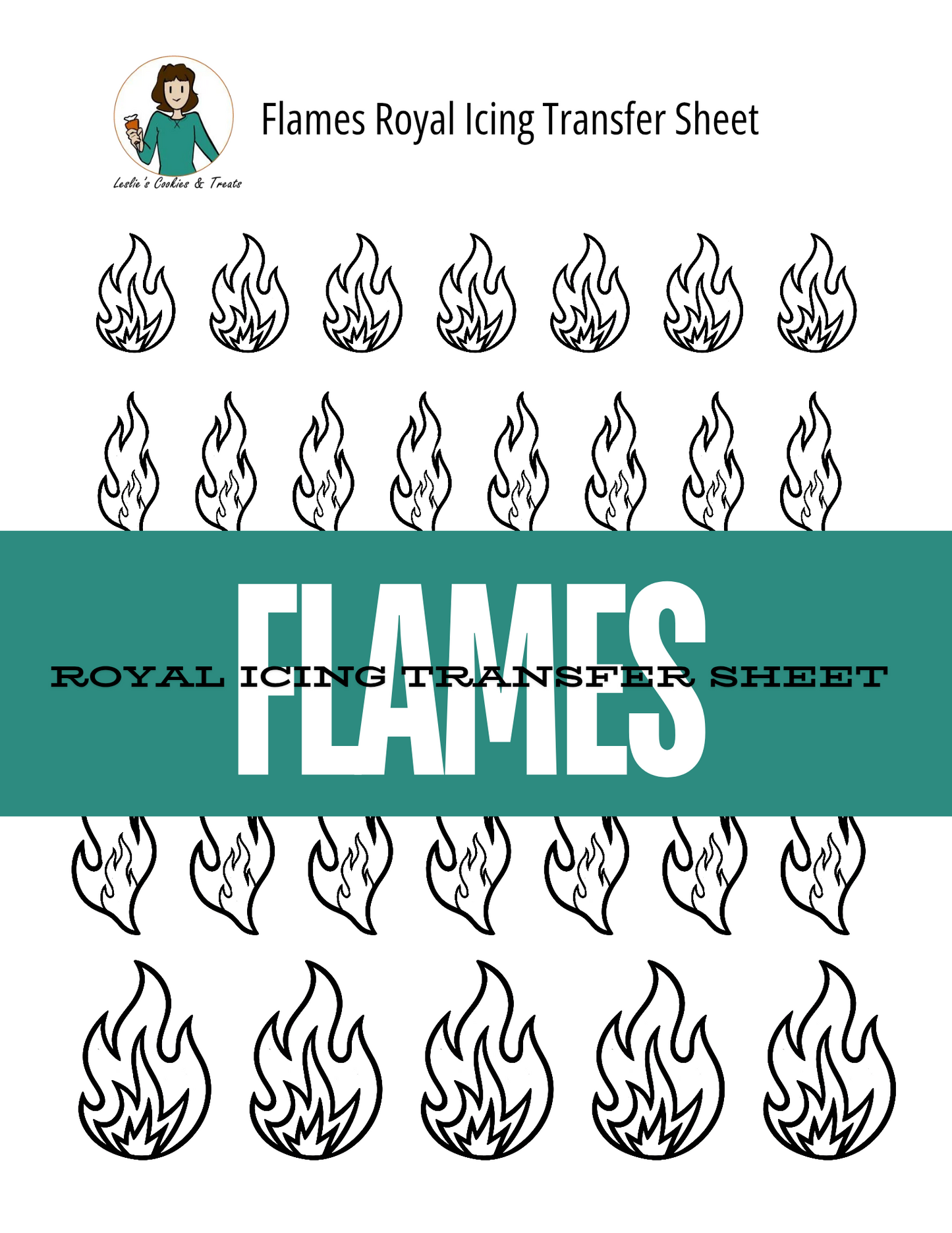 Royal Icing Transfer Sheet - Flames