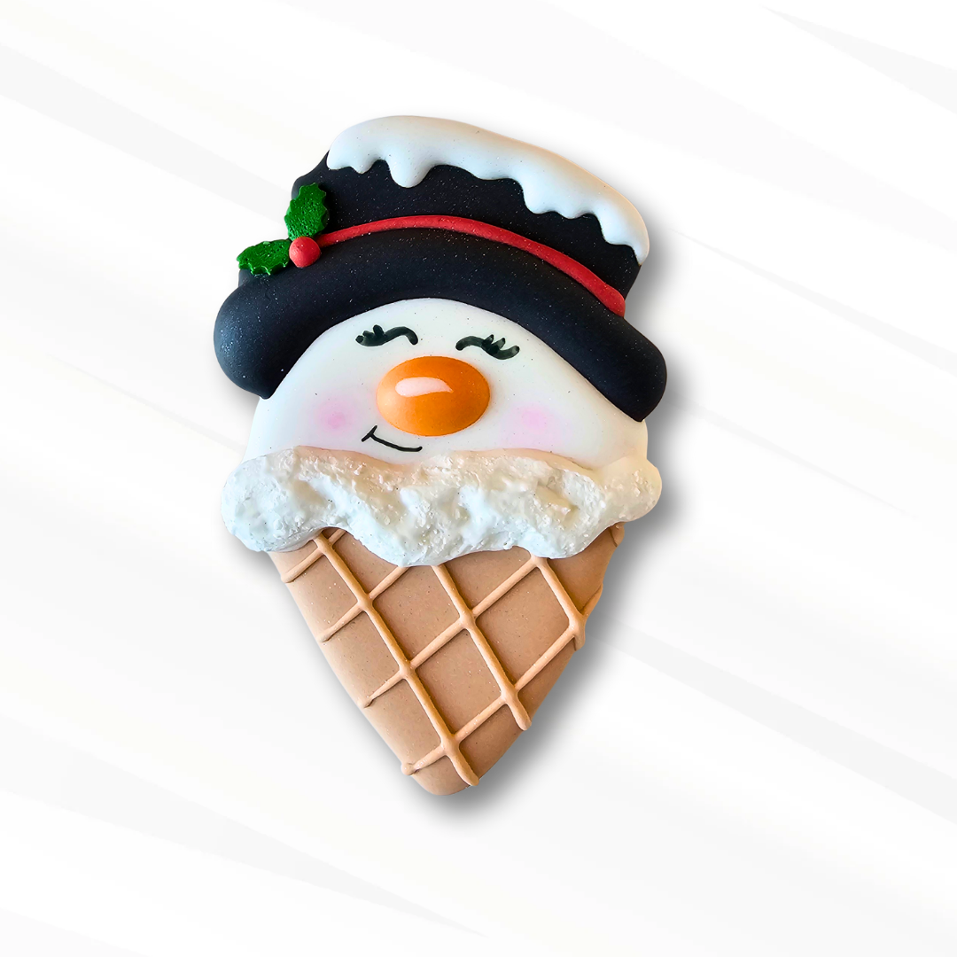 Snowman Ice Cream Cone Sugar Cookie