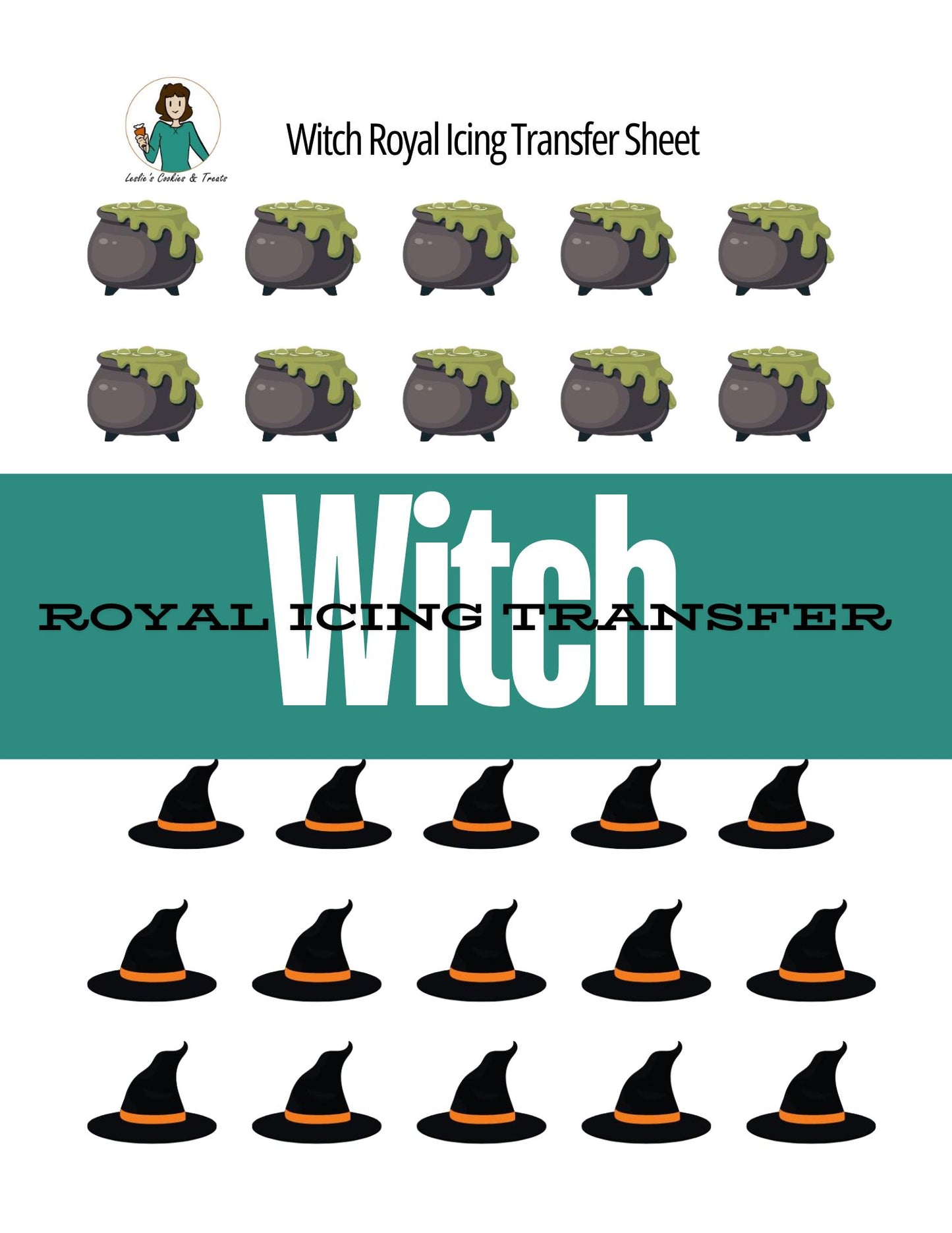Royal Icing Transfer Sheet - Witch - Royal Icing Transfer Sheet
