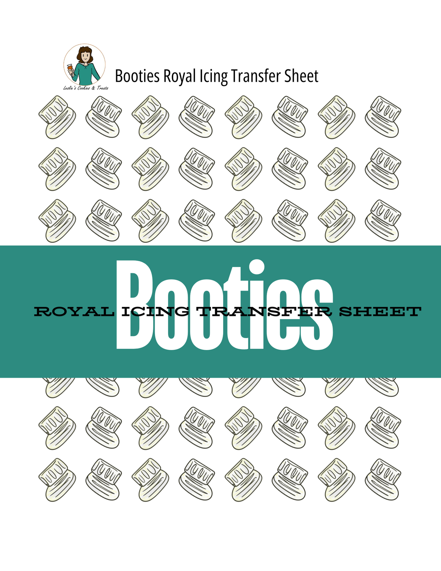baby bootie pattern sheet for royal icing transfers
