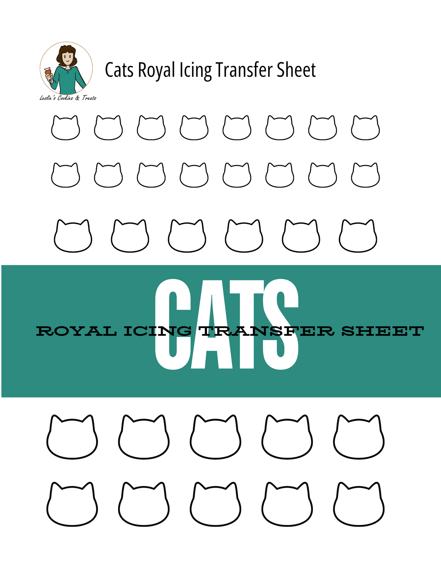 Royal Icing Transfer Sheet - Cats - Royal Icing Transfer Sheet