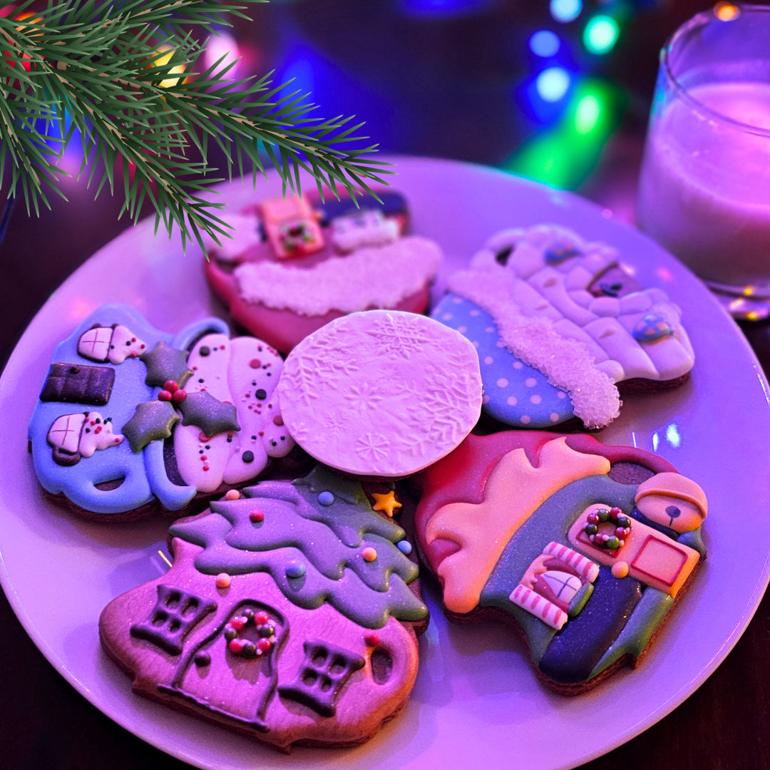 Home for the Holidays Cookie Decorating Class - Christmas cookies under the Christmas tree