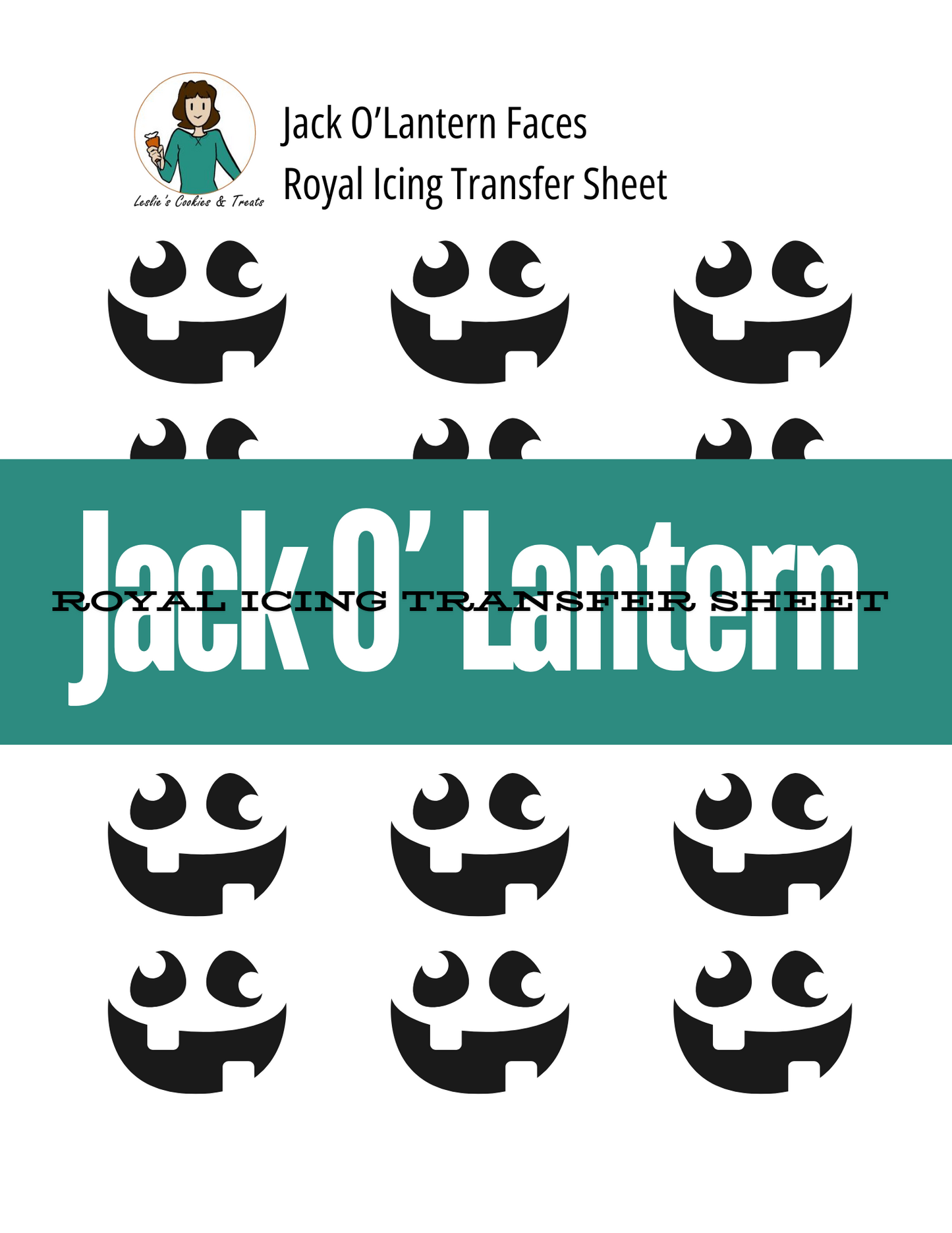 Jack O'Lantern Face Royal Icing Transfer Sheet_2