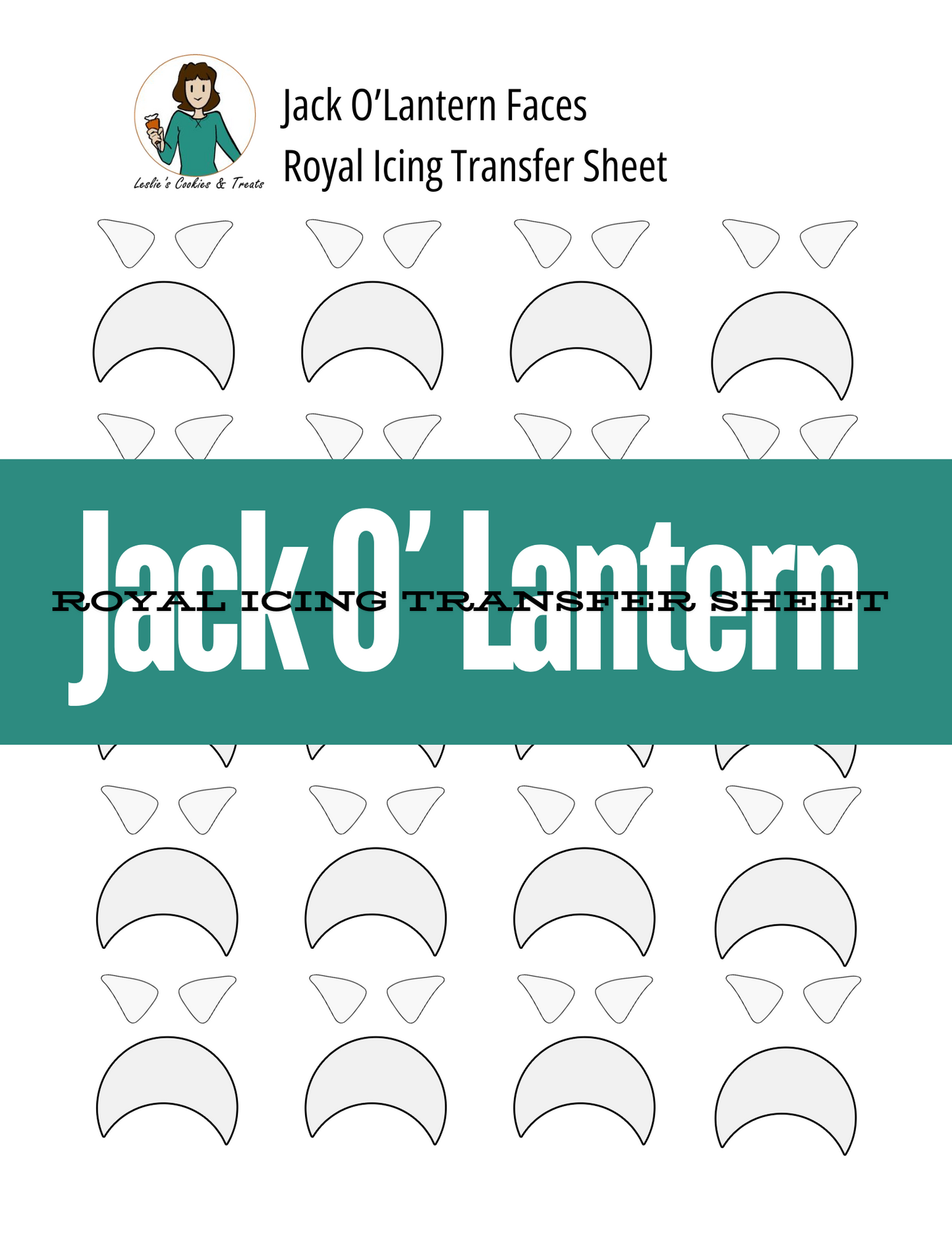 Jack O'Lantern Face Royal Icing Transfer Sheet_3