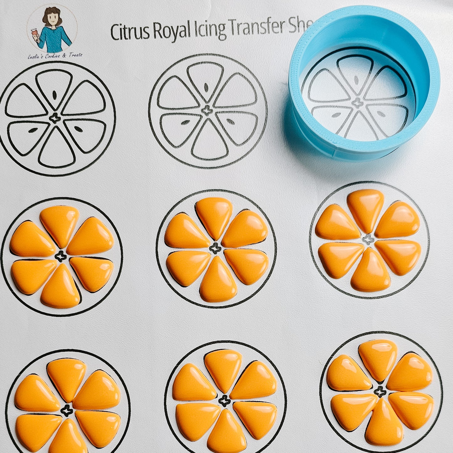 Orange slices royal icing transfers