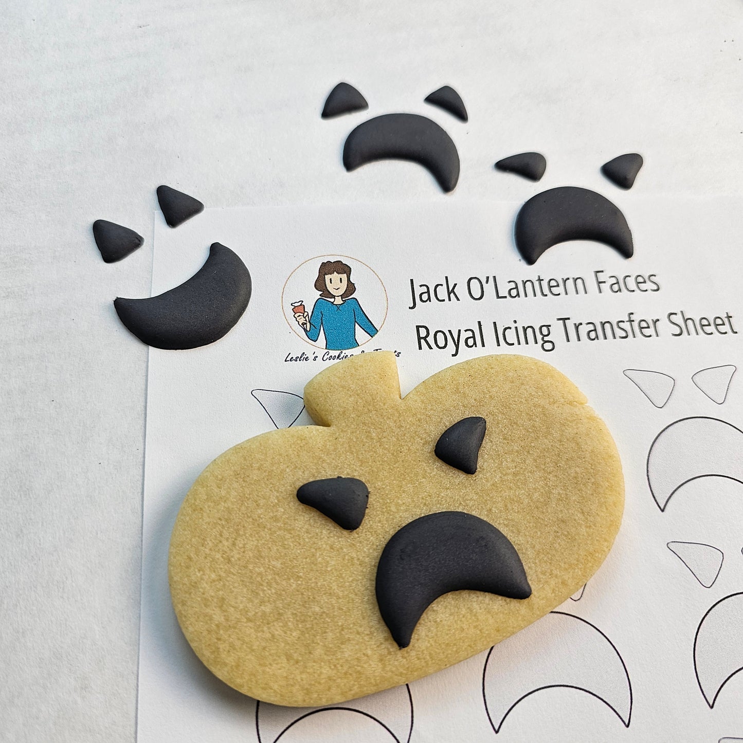 Mean Jack O Lantern face royal icing transfers
