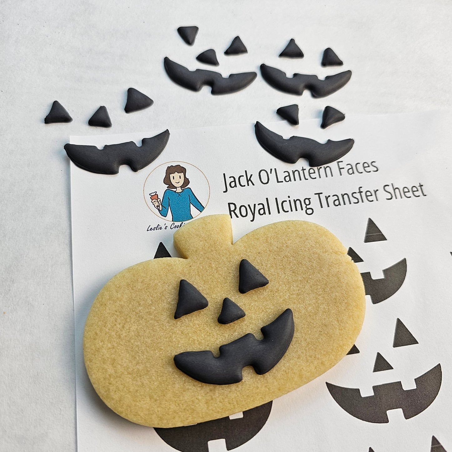 Jack O Lantern face royal icing transfers
