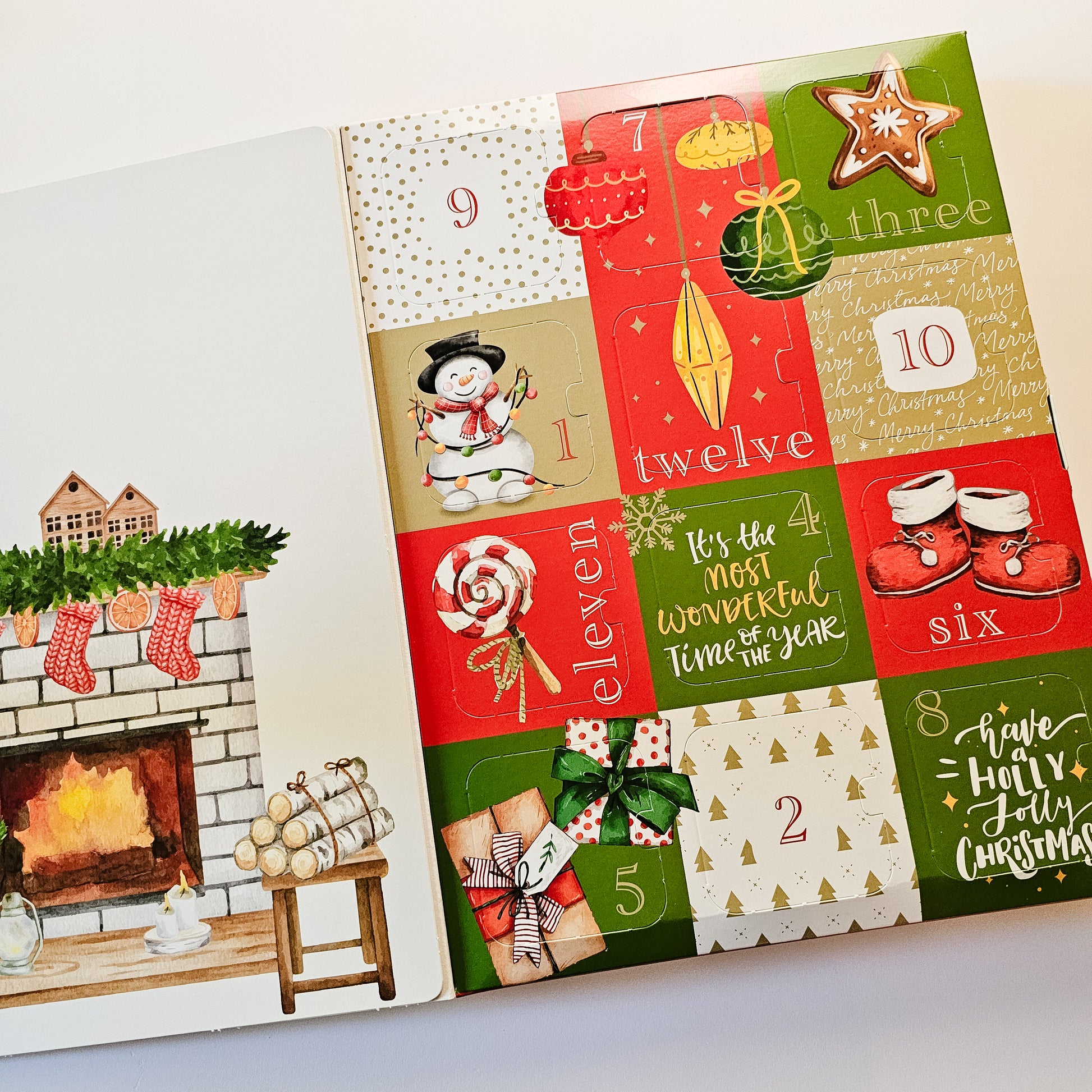 Sugar Cookie Advent calendar with Christmas-themed design on a white background