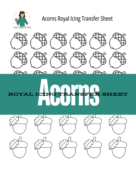 Royal Icing Transfer Sheet - Acorns - Royal Icing Transfer Sheet