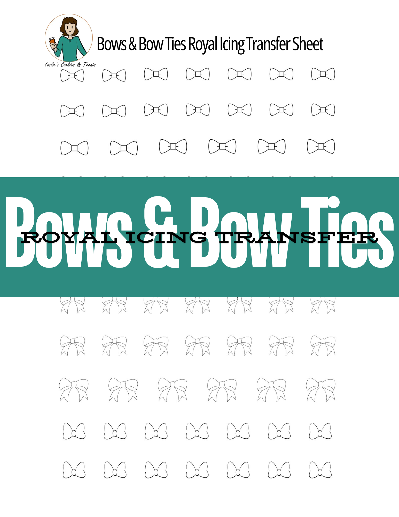 Bows and bow ties royal icing transfer sheet 