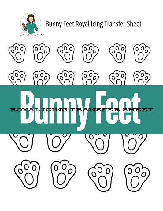 bunny feet royal icing transfer sheet