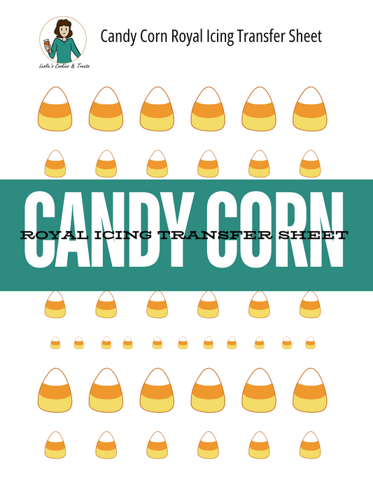 Printable candy corn royal icing transfer sheet for Halloween cookie decorating