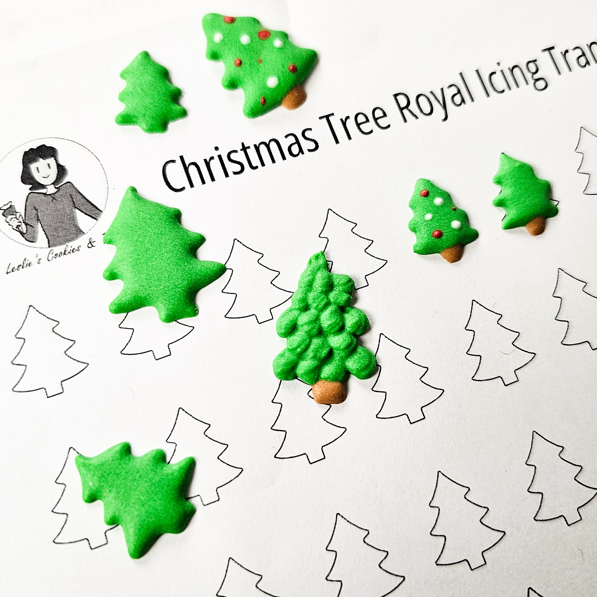 Christmas tree royal icing transfers
