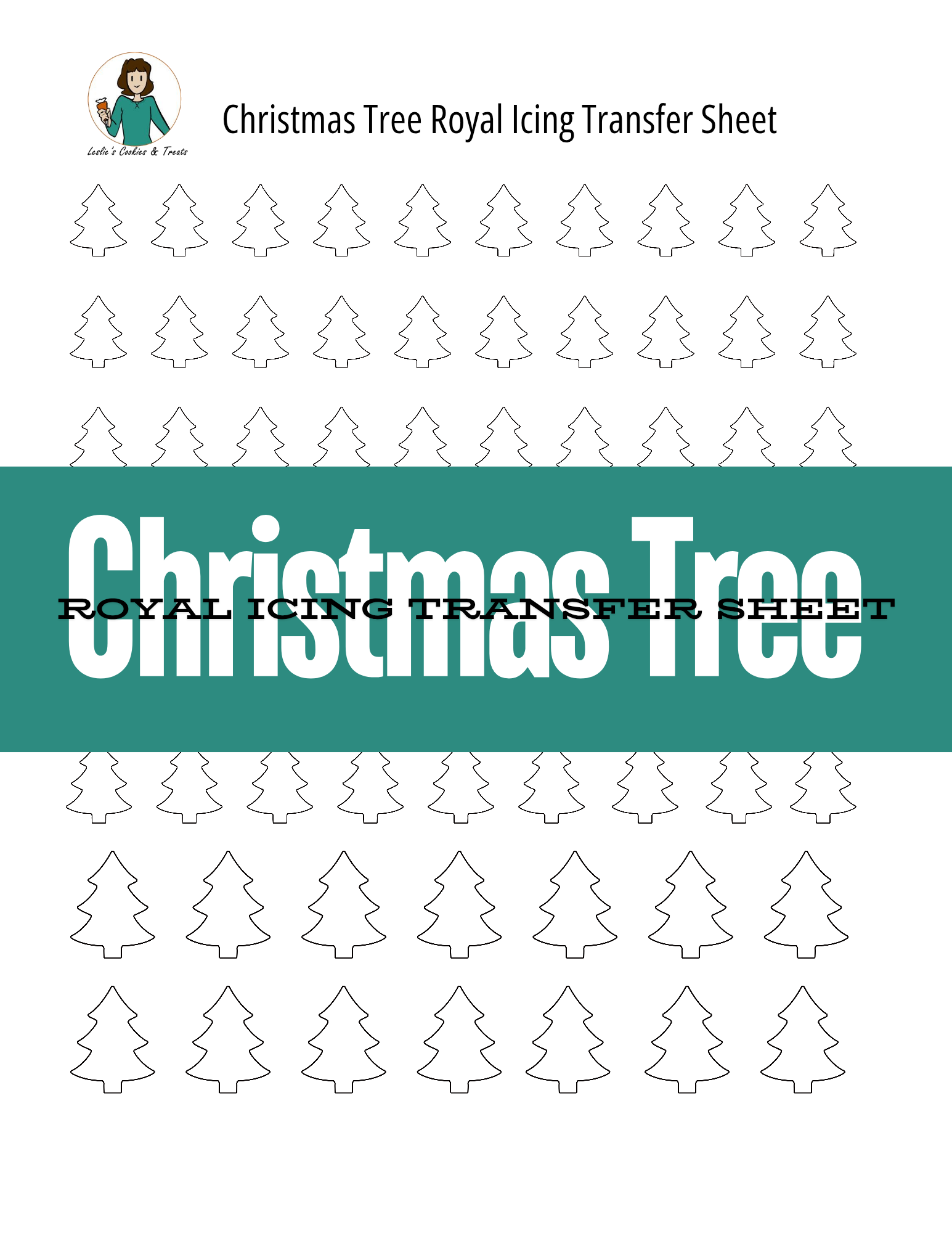 Christmas Tree Royal Icing Transfer Sheet