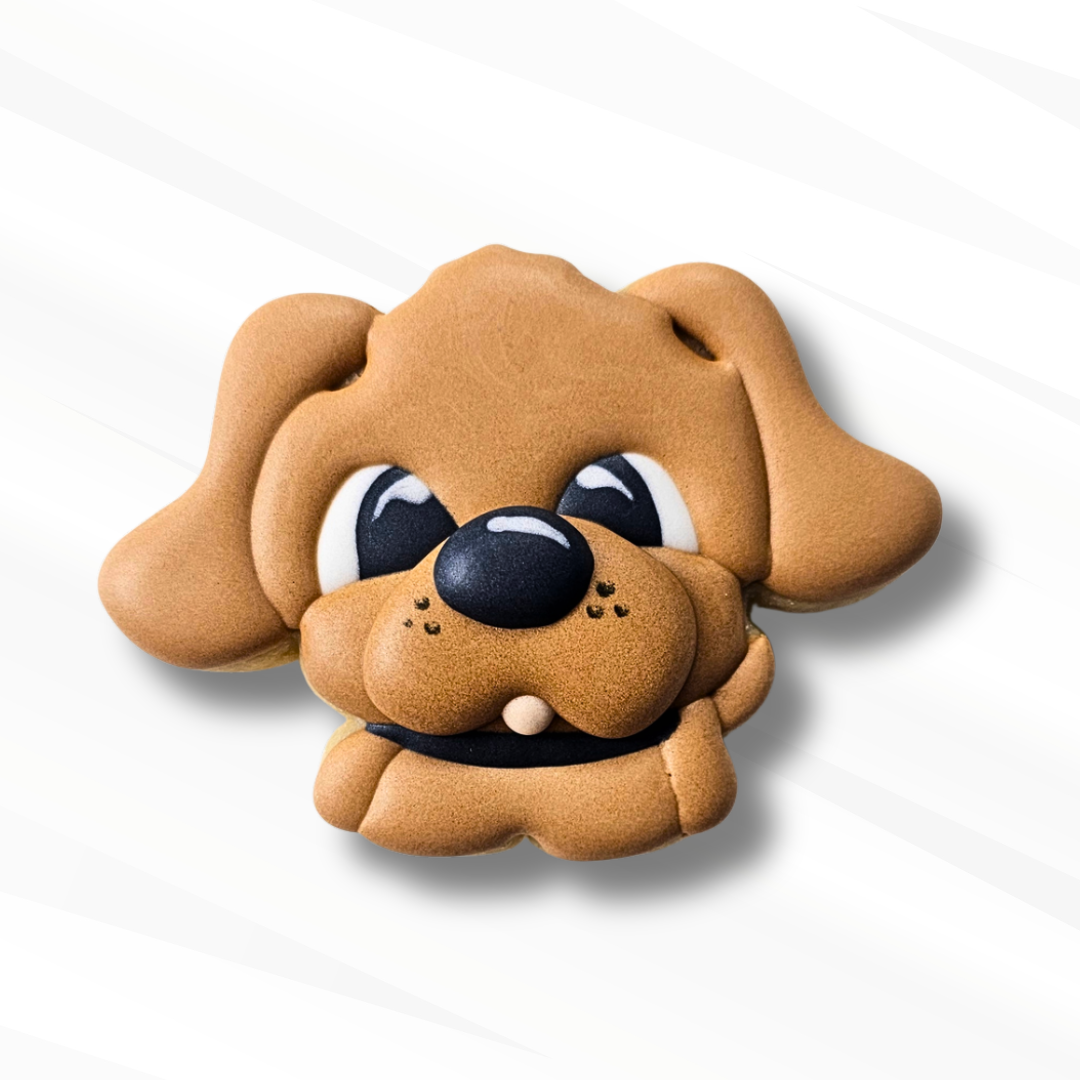 Adorable dog sugar cookie on a white background 