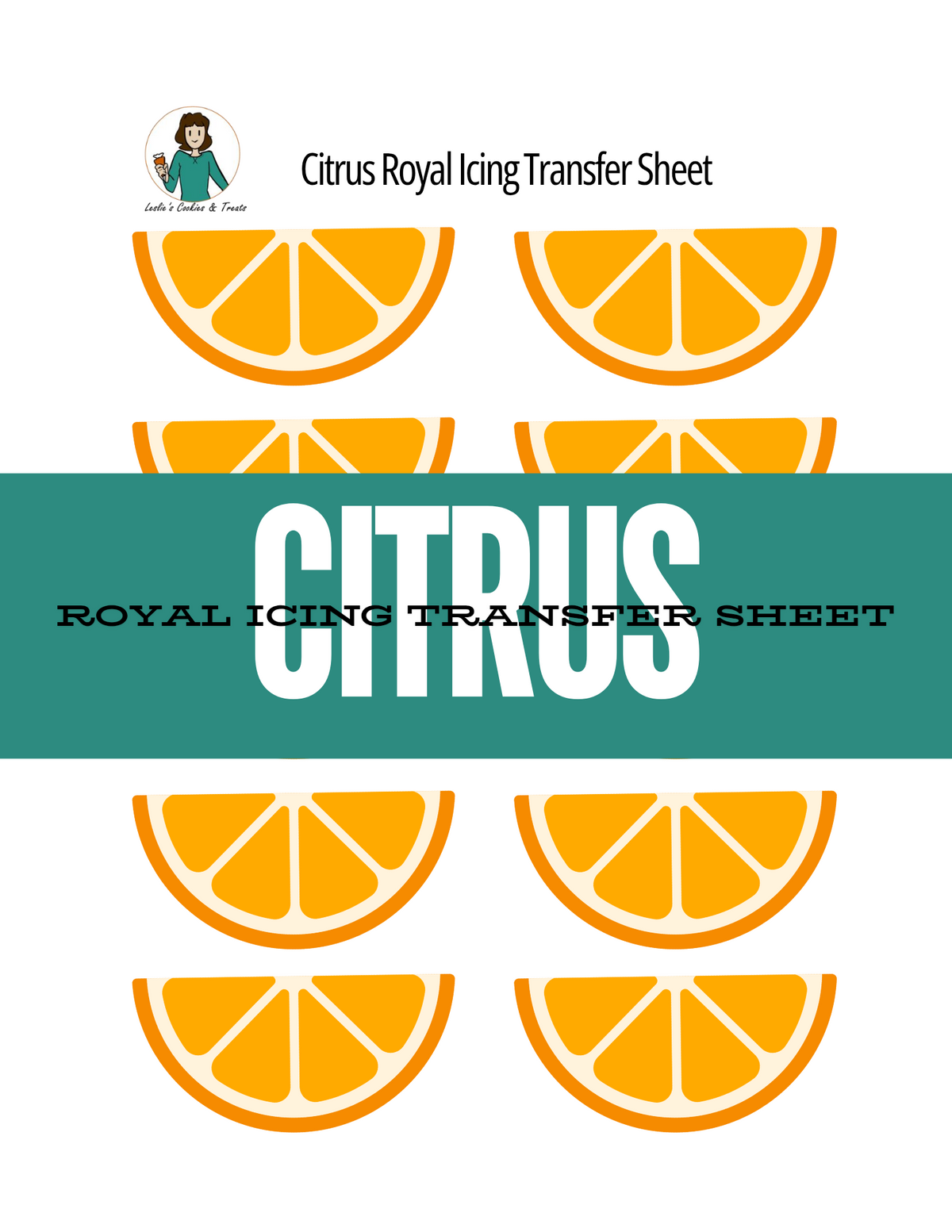 Orange wedge royal icing transfer sheet 