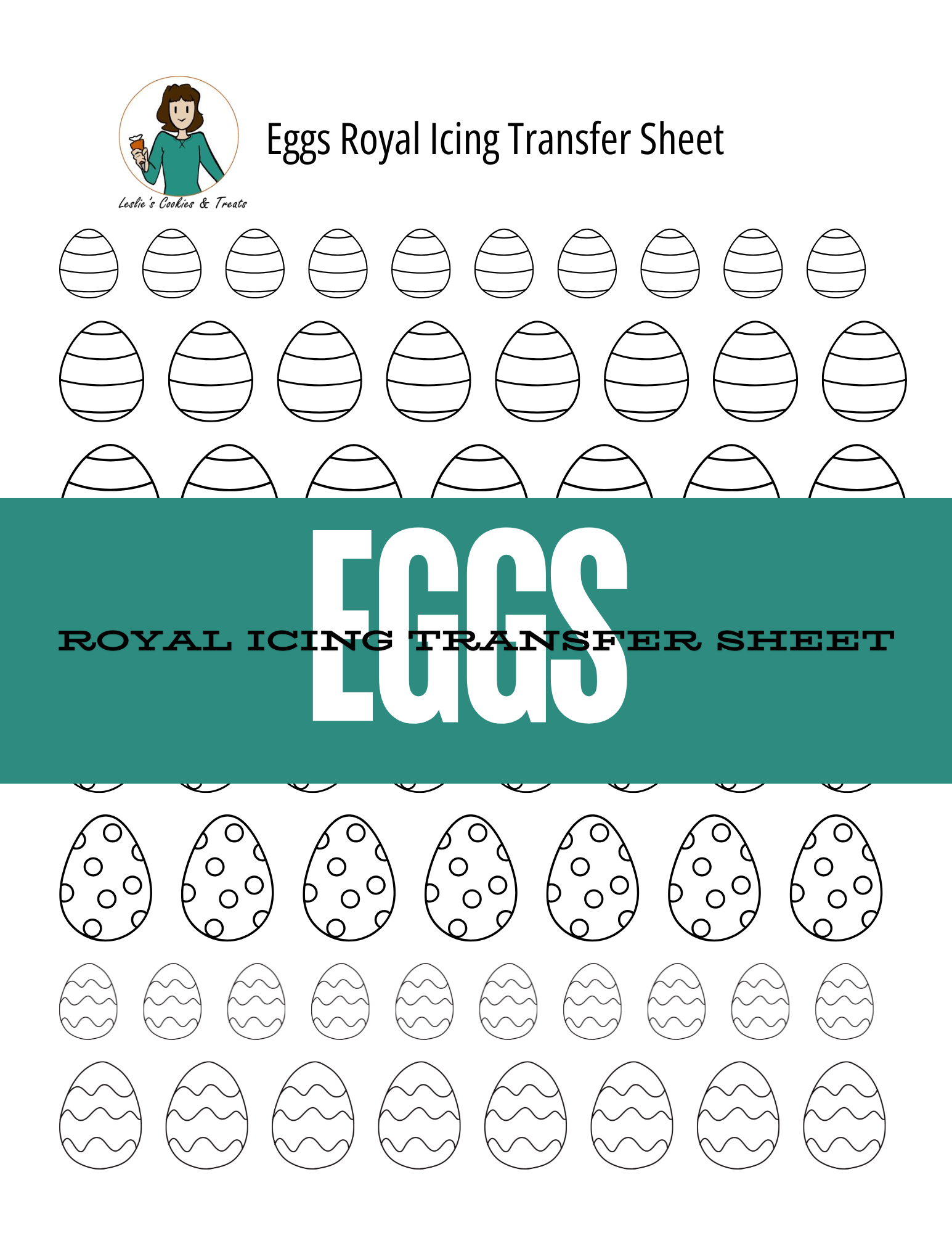 Eggs royal icing transfer sheet