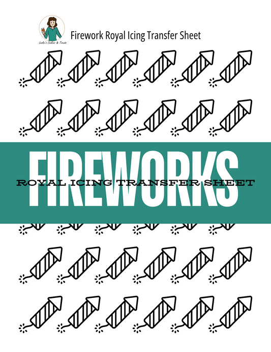 Firework rocket royal icing transfer printable template for sugar cookie decorating 