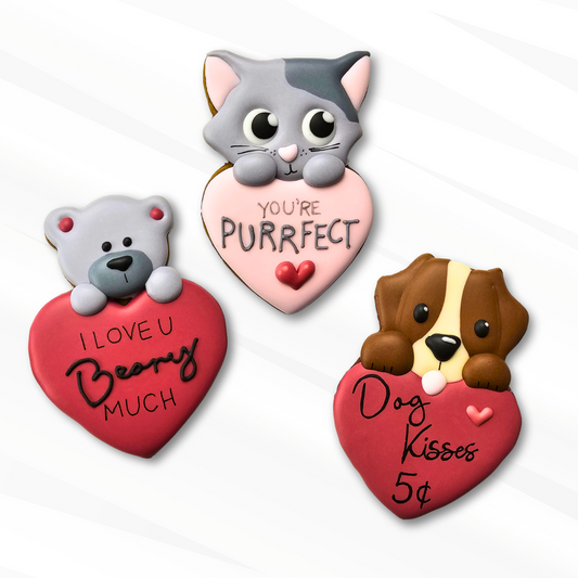 Valentine's Day Animals decorated sugar cookies