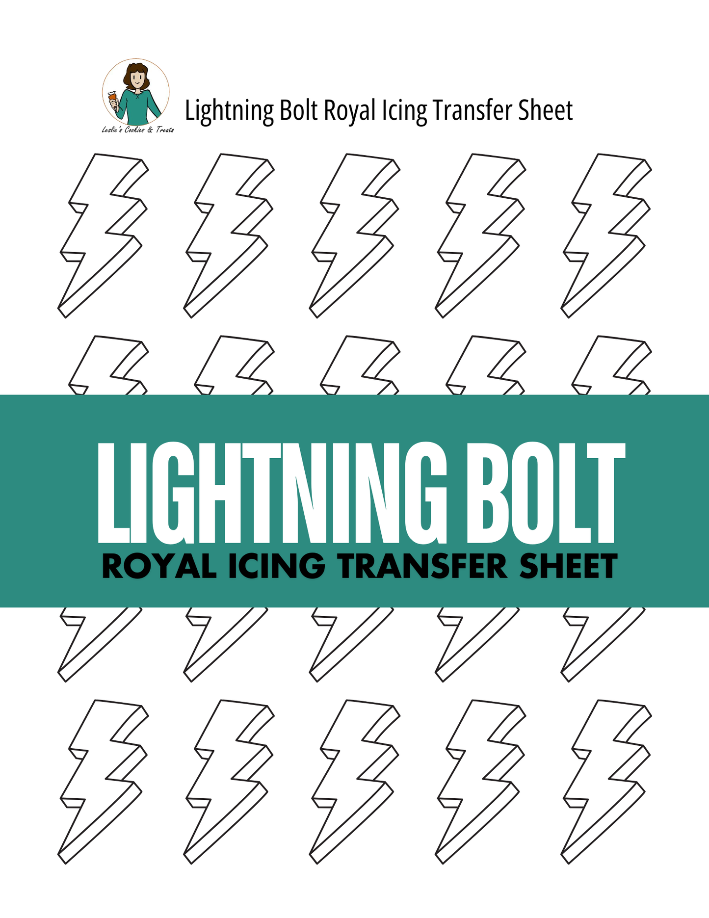 Lighting bolt royal icing transfer sheet