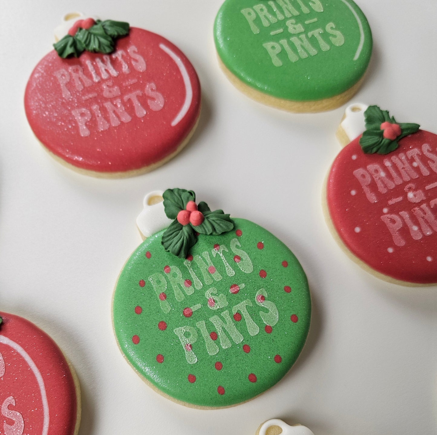 Ornament sugar cookie with a company logo