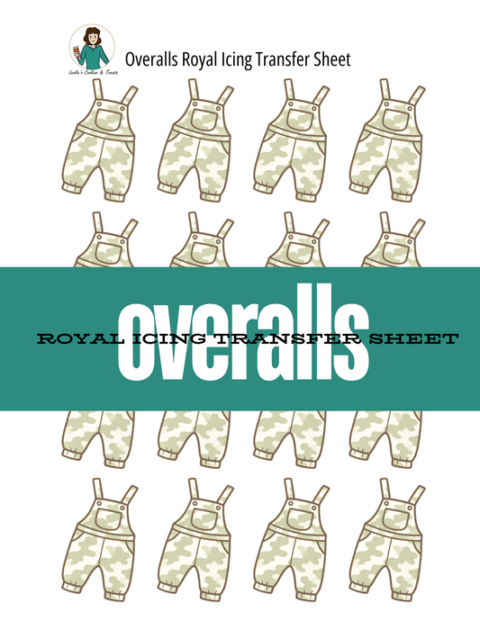 Overalls royal icing transfer sheet digital download