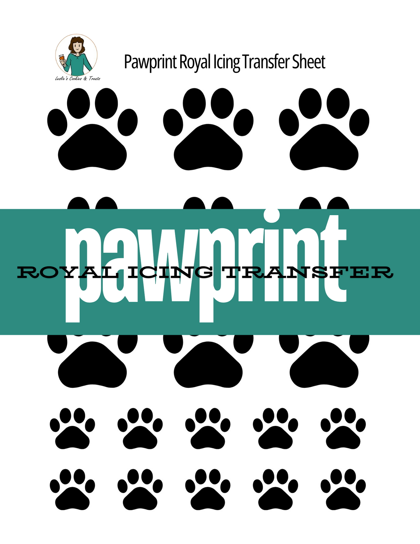 Royal Icing Transfer Sheet - Pawprint - Royal Icing Transfer Sheet