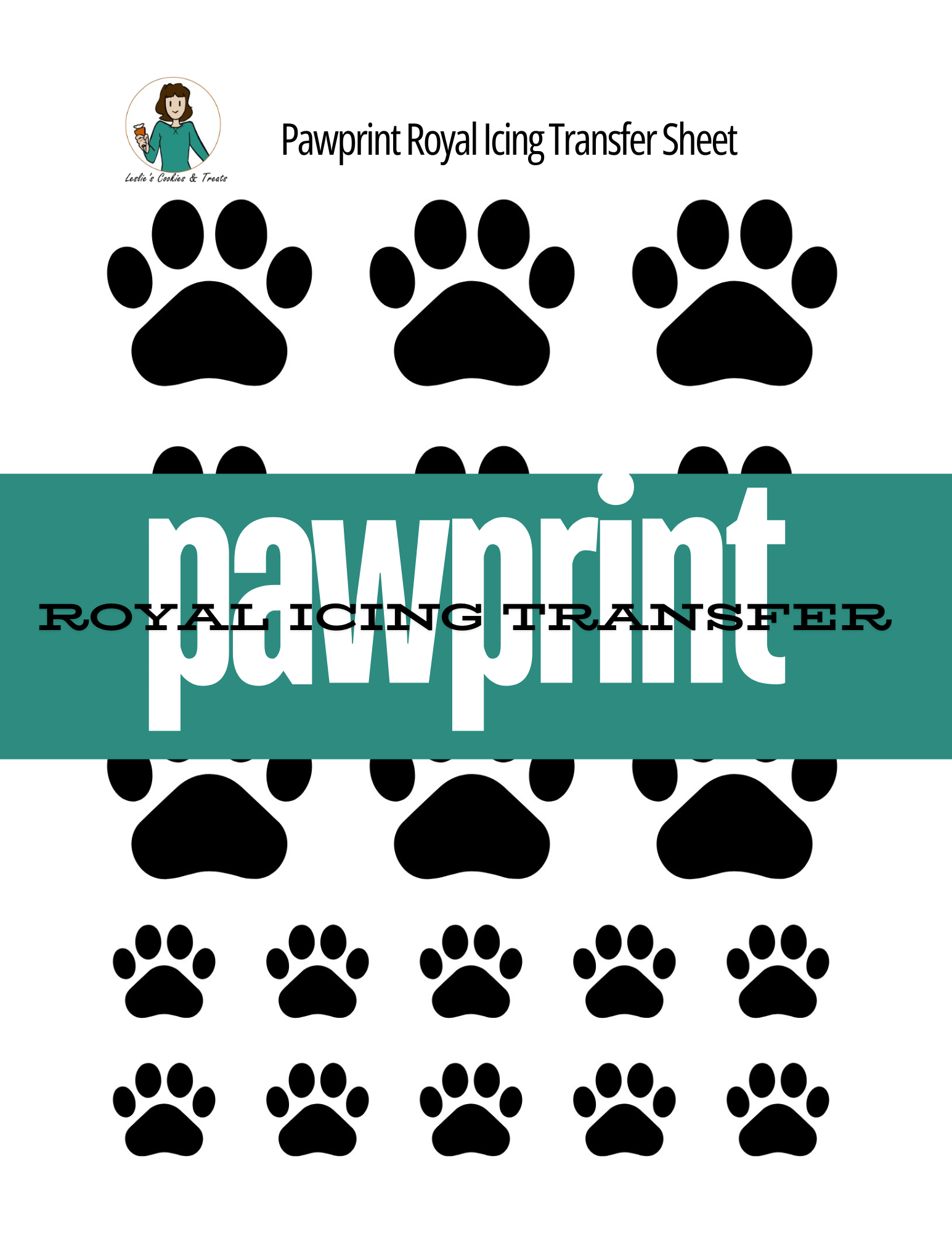 Royal Icing Transfer Sheet - Pawprint - Royal Icing Transfer Sheet