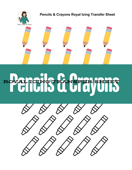 Pencils and Crayons Royal Icing Transfer Sheet