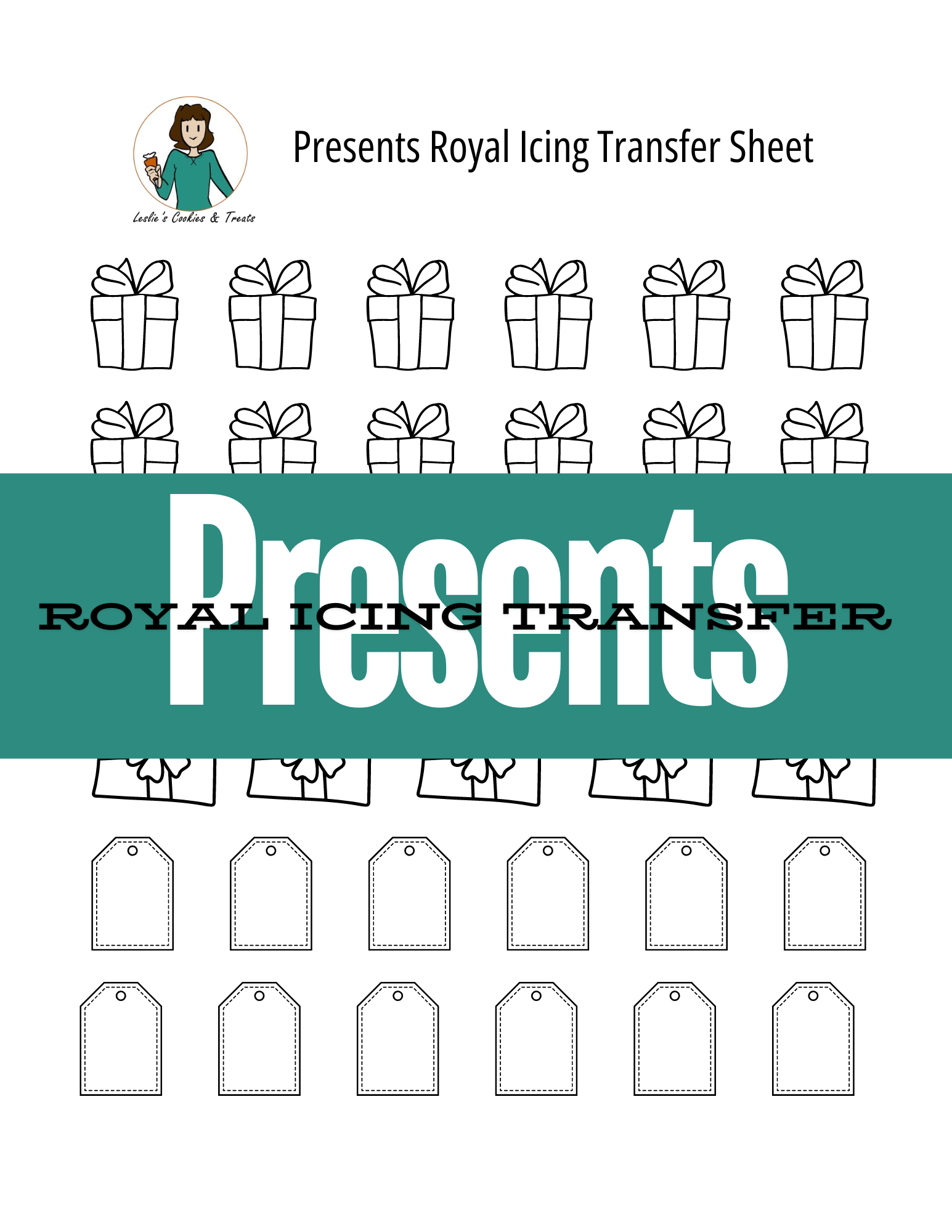 Present royal icing transfer sheet 