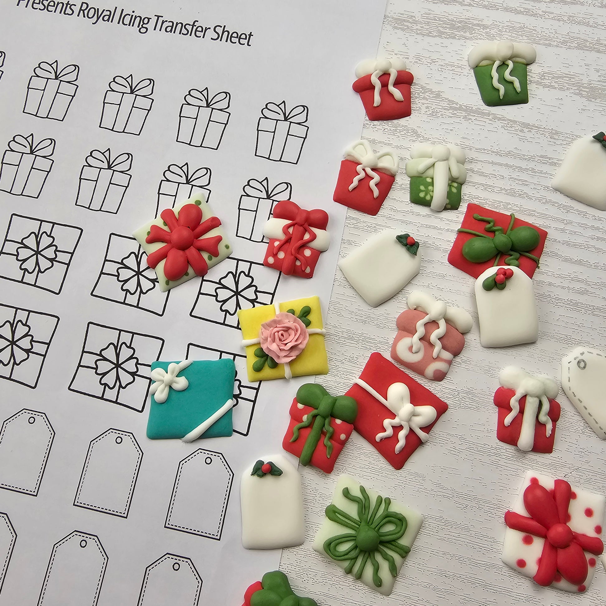Present royal icing transfers 